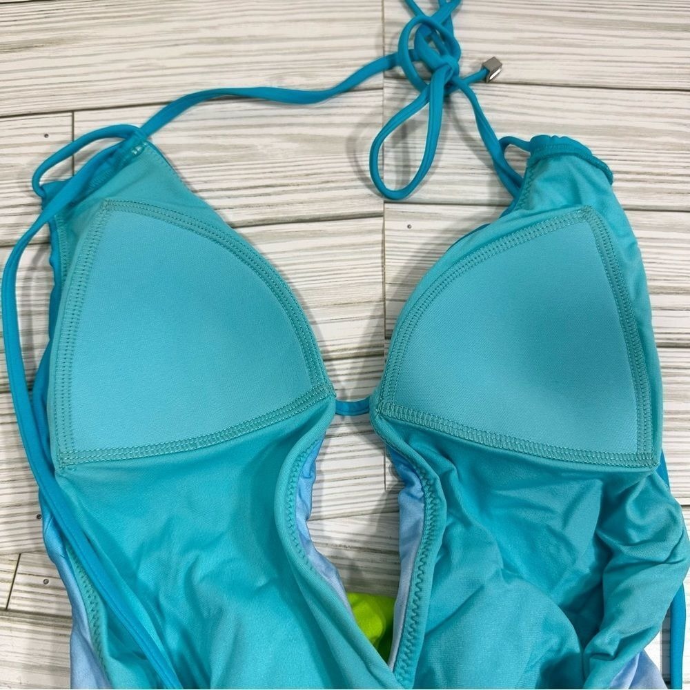 New Victoria's Secret Ombre One Piece Swimsuit Halter Neck Small Aqua Green‎ - Picture 4 of 7